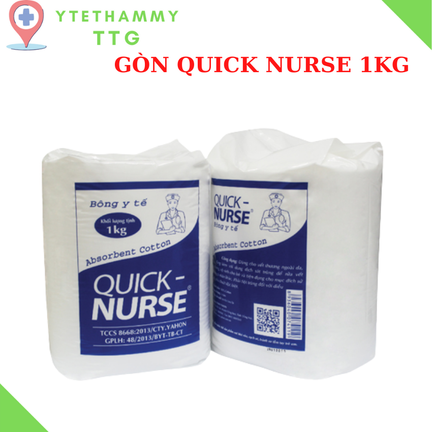 Bông gòn y tế quick nurse loại 1kg , ytethammyttg, nur1 , bông mềm mại , thấm hút nhanh , bông mịn , không gây kích ứng da