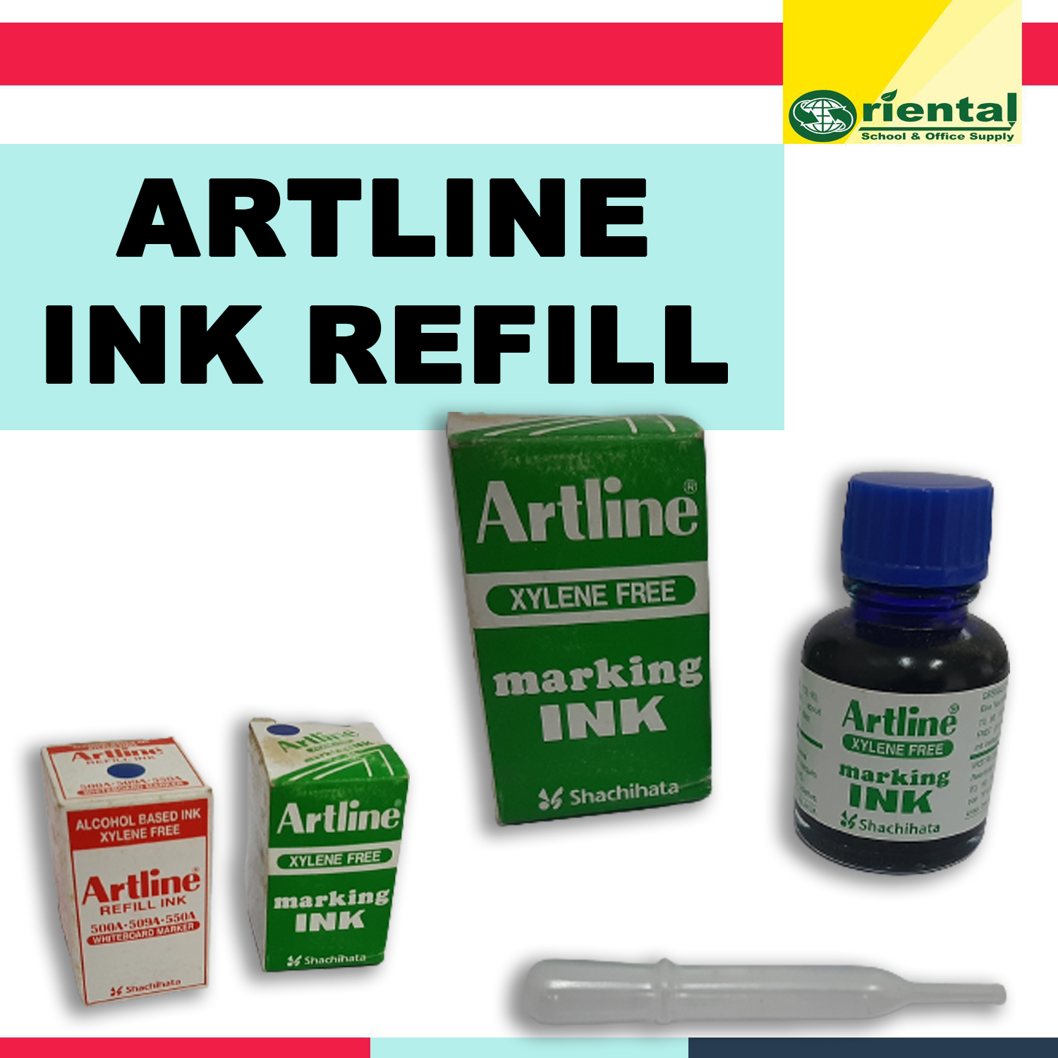 Artline Ink Refill for Permanent Marker & Whiteboard Marker Xylene Free 20ml Bottle Color Blue