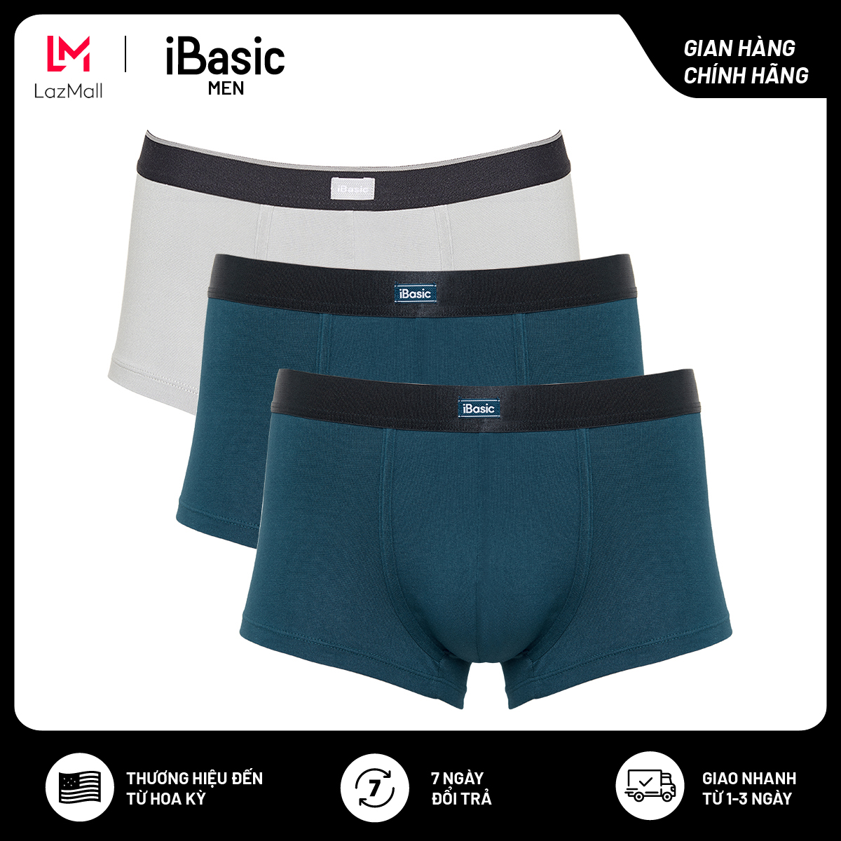 Combo 3 quần lót nam thun Trunk iBasic PANM091