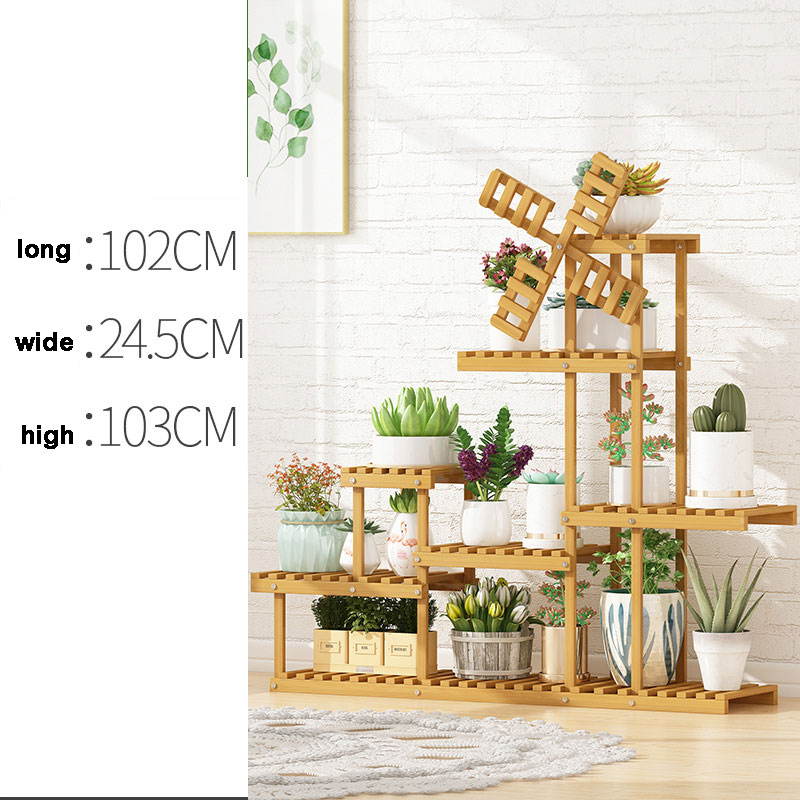 Green Luo balcony flower rack, multi-layer living room indoor flower rack placement rack, windowsill, floor to ceiling solid wood storage rack, flower pot rack