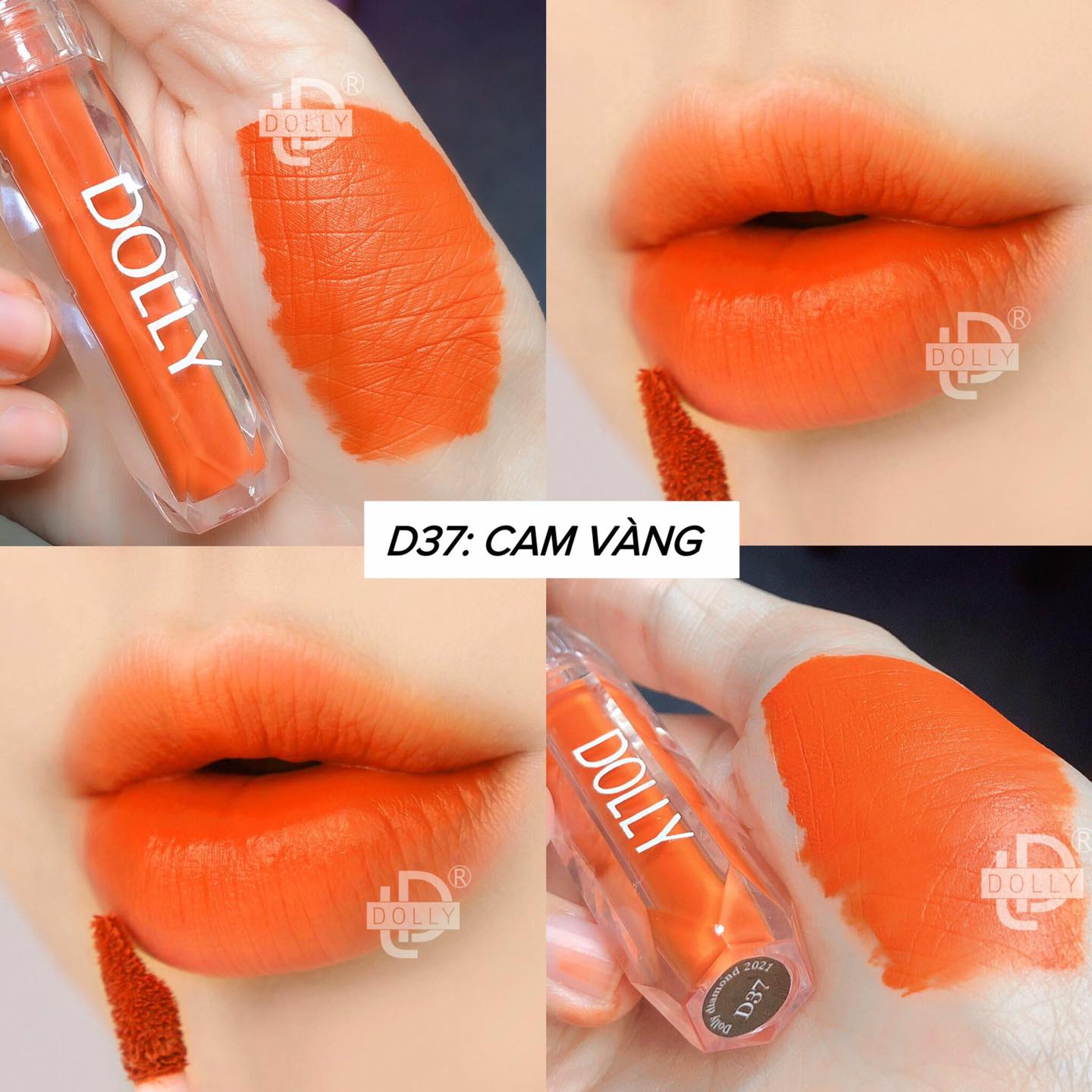 Son kem lì siêu mịn môi DOLLY DIAMOND [Màu Cam vàng]