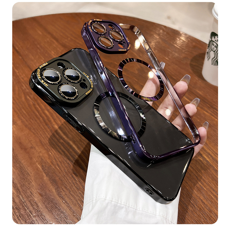 Kisscase Sang Trọng khung mạ điện Cứng PC backplate vỏ điện thoại Cho iPhone 15 14 13 12 Pro Max Cộng Với Trường Hợp Không Dây Sạc Bìa Kim Loại Ống kính bảo vệ vỏ khung Cho iPhone 13 Pro Max Rõ Ràng Cover Quay Lại