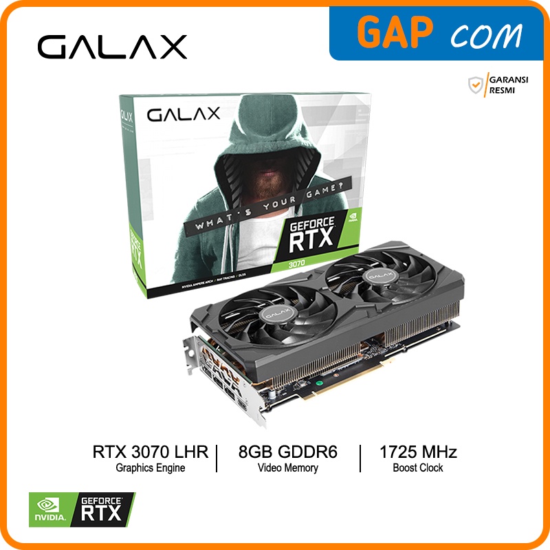 VGA GALAX GeForce RTX 3070 8GB GDDR6 LHR (1-Click OC) Dual Fan