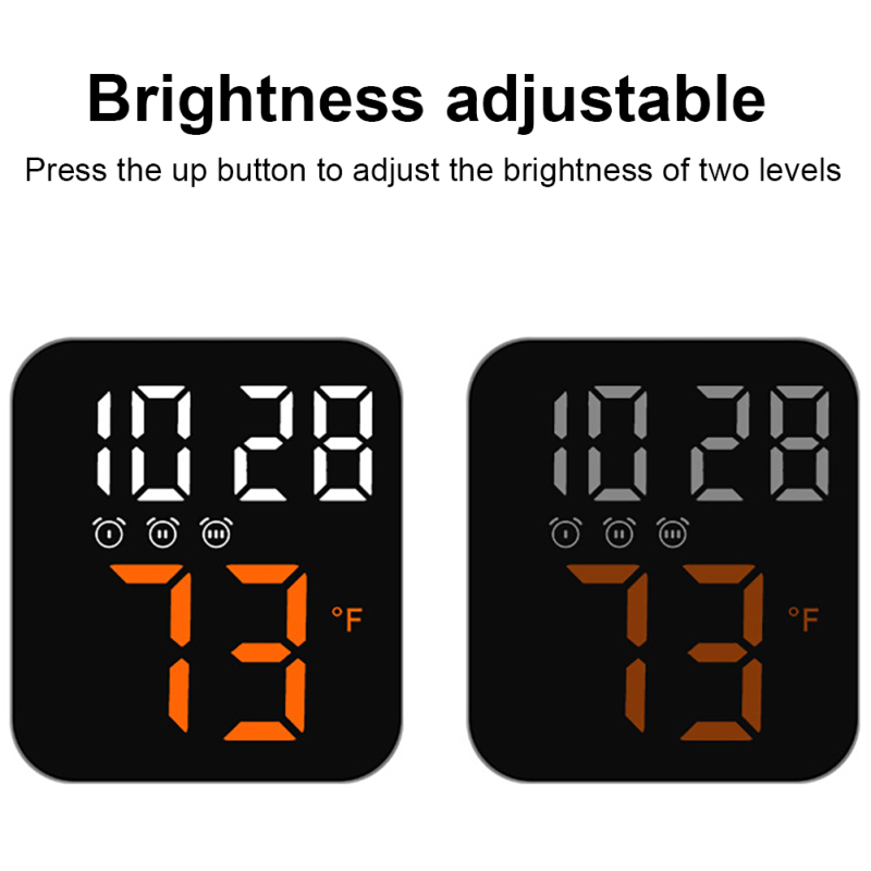 Led Electronic Digital Alarm Clock With Temperature Time Date Display 2 Levels Adjustable Brightness Bedside Clock For Home Decor