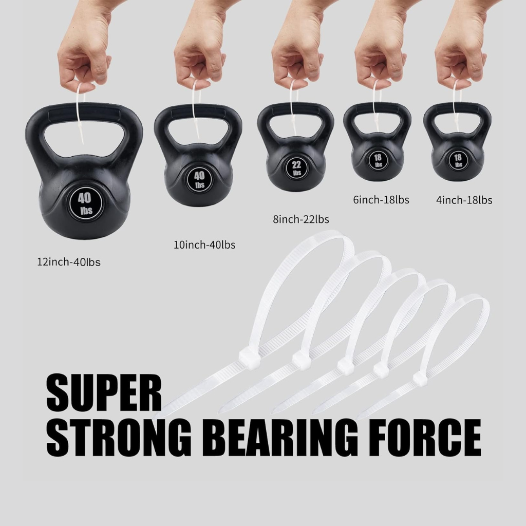 10" Inch Durable Plastic Zip Ties - Multi-Purpose Cable Ties for Organizing Wires, Securing Items, and DIY Projects Pack of 50 Pcs. 