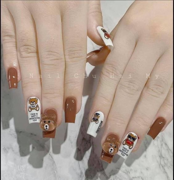 Sticker 3D Bé Gấu MOSCHINO | Hình Dán Móng Tay