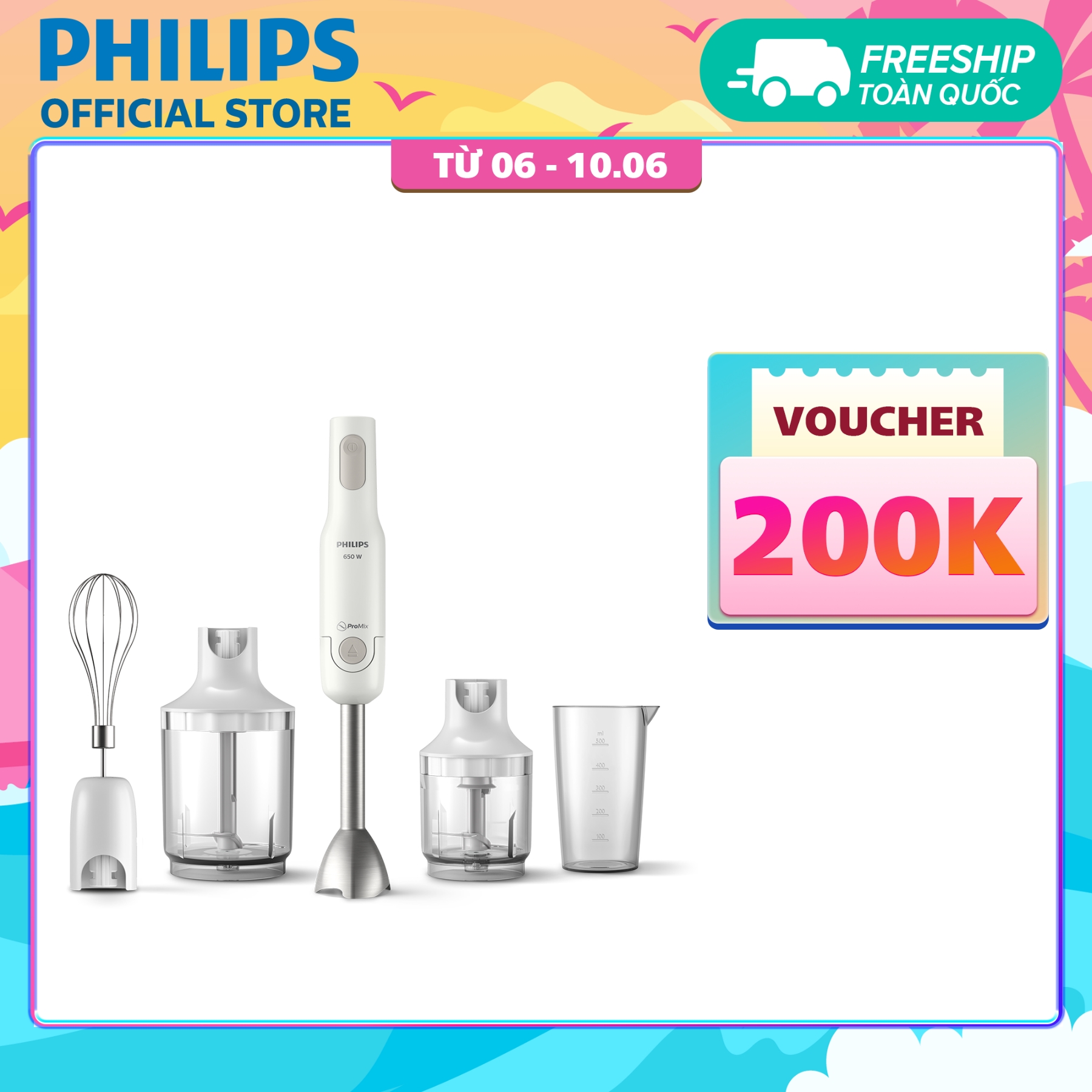 Máy xay cầm tay đa năng thế hệ mới Philips HR2537 model thay thế cho HR1607 HR1608