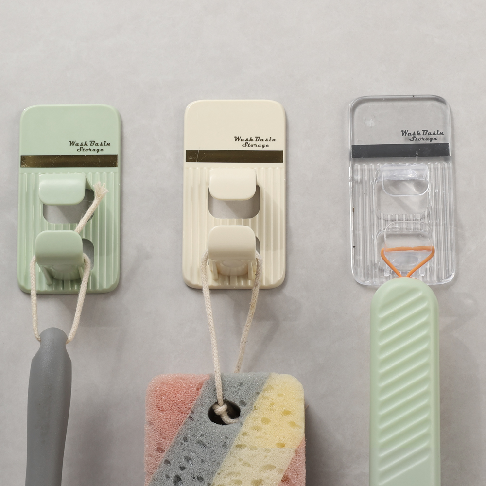 Bathroom Wall-mounted Storage Washbasin Hooks Kitchen Self-adhesive Wall Hook Organizer Racks