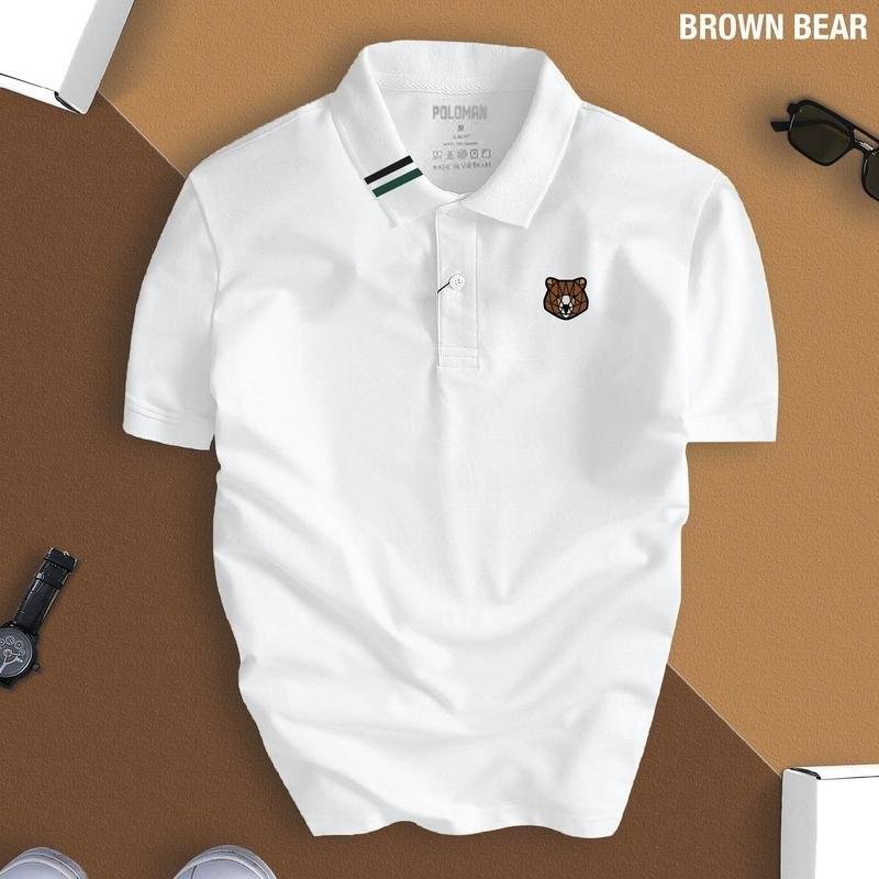 Áo thun polo brown bear cổ bẻ basic cvc vải cá sấu sang trọng, lịch lãm, thoáng mát