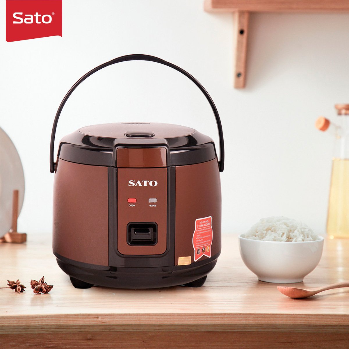 Nồi cơm điện quai xách 1.8L Sato 18F052