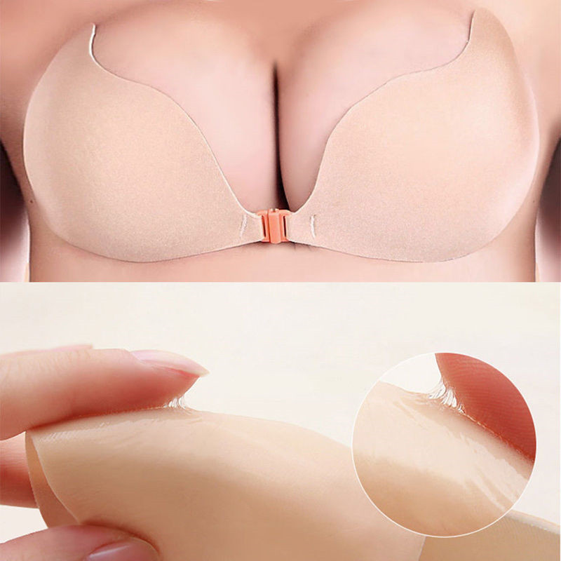 Push%20Up%20Silicone%20Bra%20Self%20Adhesive%20Seamless%20Strapless%20Bra%20Front%20Closure%203/4%20Cup%20Gel%20Invisible%20Bras%20for%20Women%20Backless%20-%20Image%202