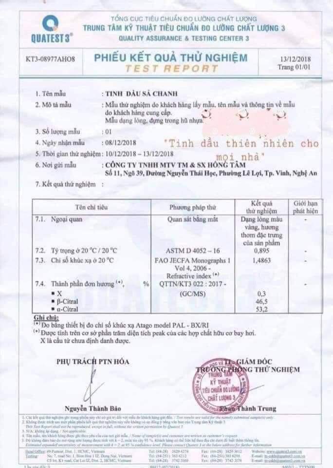 Tinh Dầu Sả Chanh Giúp đuổi muỗi chai 100ml