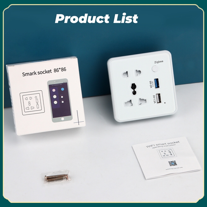 Zigbee Smart Socket Wall Switch with USB Charging Outlet Tempered Glass Timing App Remote Control Voice Control for Google Home Alexa Tmall Genie