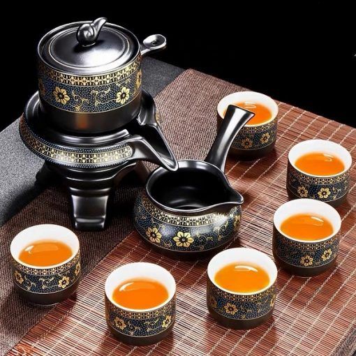 (Giao Hỏa Tốc) Bộ Ấm Chén Pha Trà Cối Xay - Xanh Đen (bao gồm 1 ấm trà, 6 chén trà và 1 bộ cối xay).