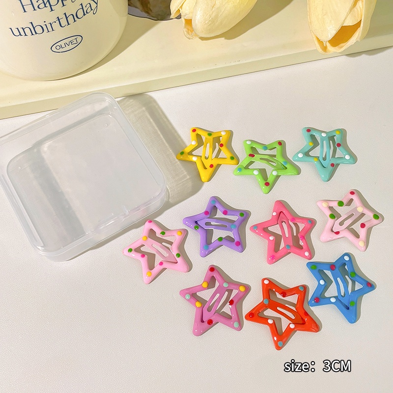 50 Pack Colorful Star Hair Clip Fashion New Five Point Star Dopamine Small Clip Headwear BB Clip