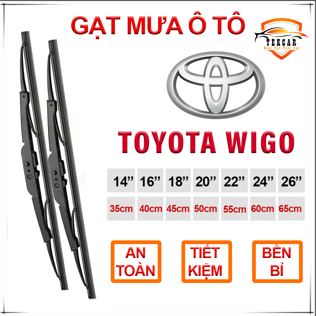 Gạt mưa ô tô xe Toyota WIGO cần gạt kính khung xương sắt lưỡi silicon lưỡi