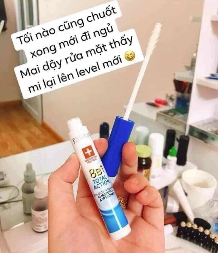 Dưỡng mi Eveline 8in1-Dưỡng dài dày & cong mi Eveline