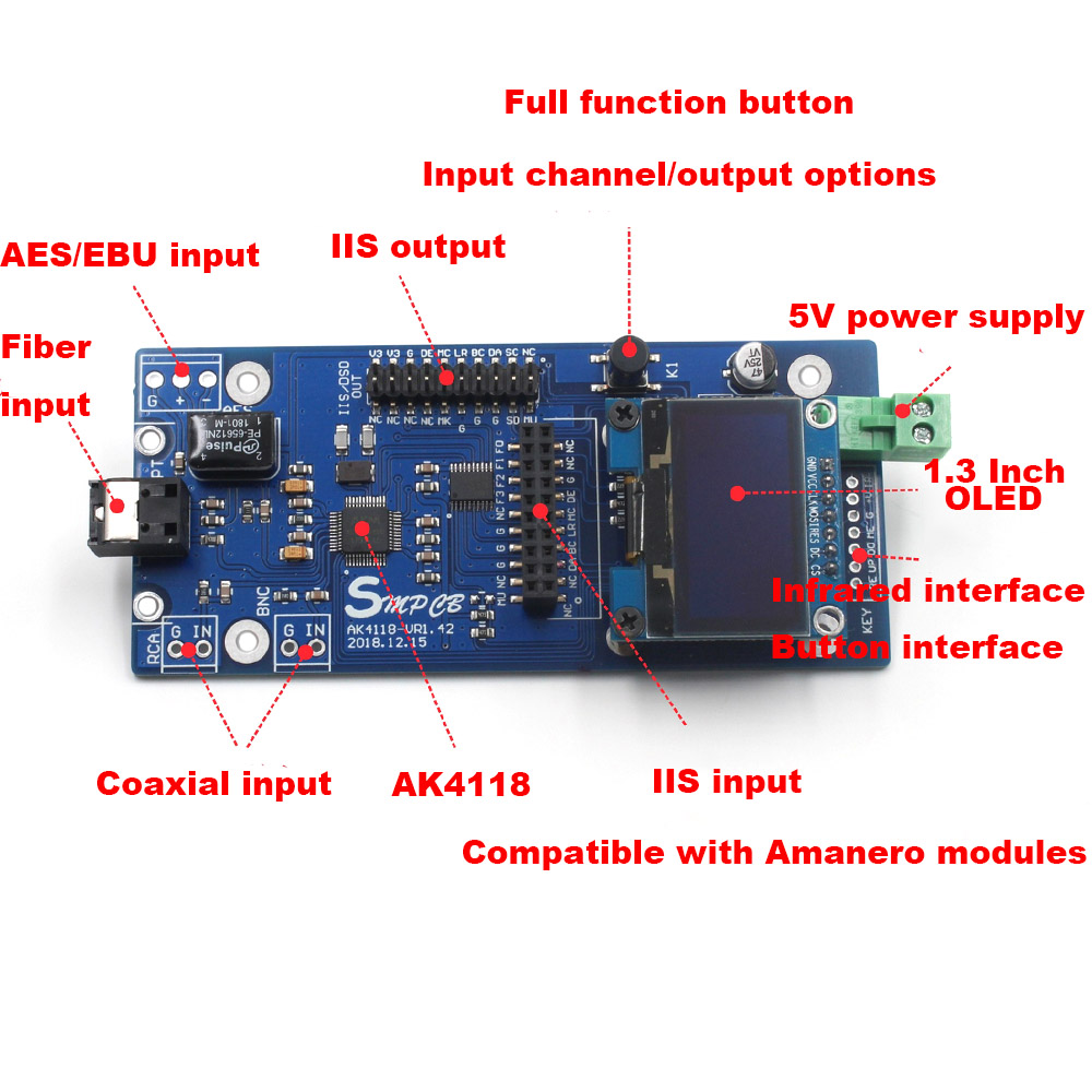 AK4118 Digital Receiver Board ถอดรหัสเสียง DAC SPDIF To IIS Coaxial ...