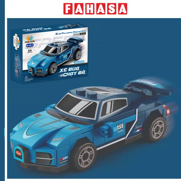 Đồ Chơi Lắp Ráp Xe Đua Chạy Đà – Xanh Dương – Blue Pullback Racing Car – Toys&Joys 9140-1 (64 Mảnh Ghép)