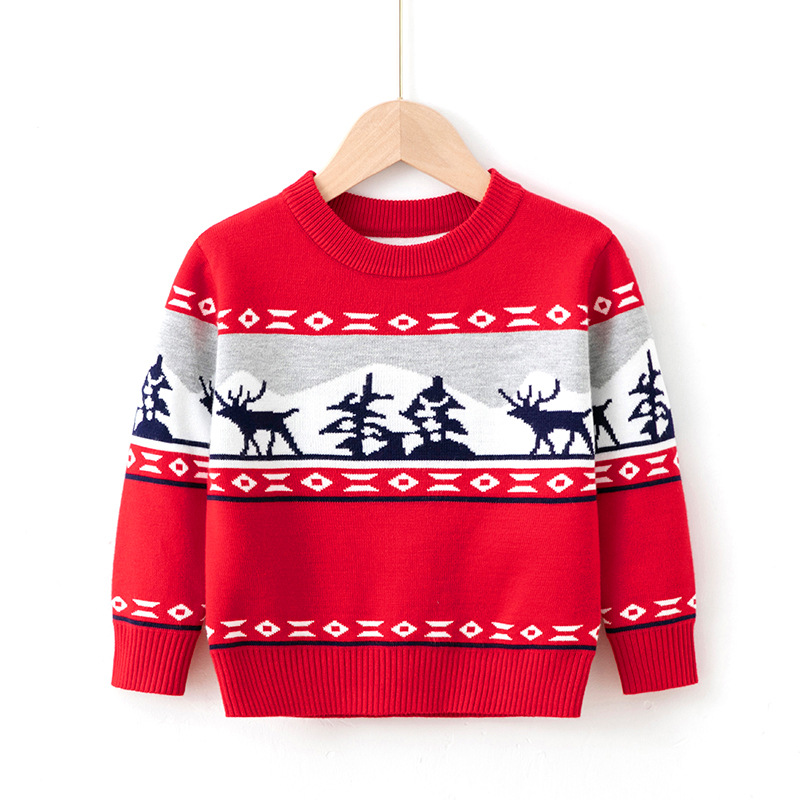 HOBIBEAR Children's sweater, winter elk pullover sweater, baby boy's bottoming sweater, children's clothing