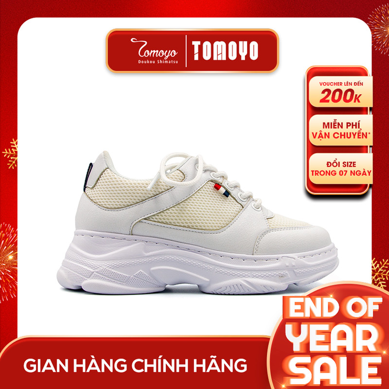 SIÊU SALE 7.7 | Giảm 30% đơn 199k - Giày Sneaker Nữ Đế Cao 7cm Da Microfiber Siêu Nhẹ Tomoyo TMW31307