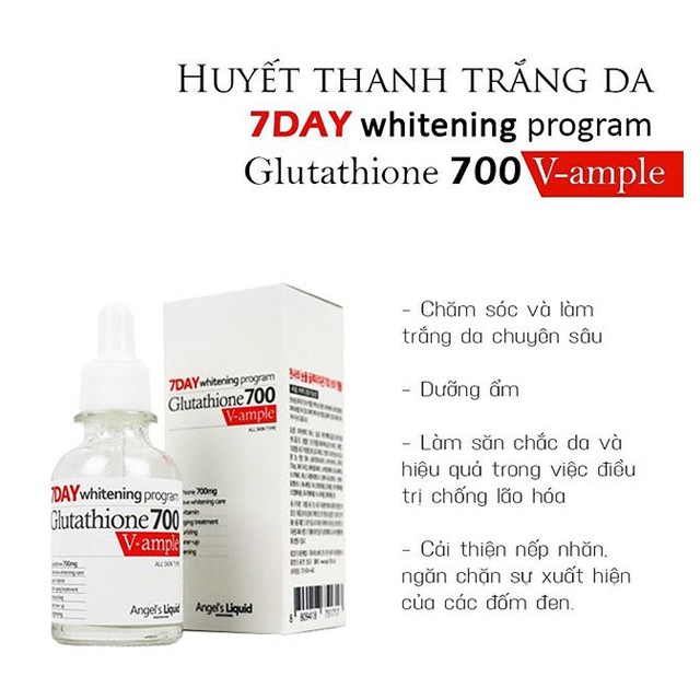 Huyết Thanh Trắng Da 7Day Whitening Program Glutathione 700 V-Ample ( Full - Chiết )