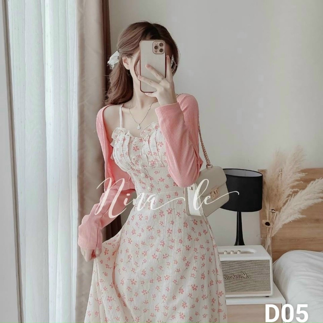 Sét đầm lụa váy gân siêu hót đẹp như hình ld22