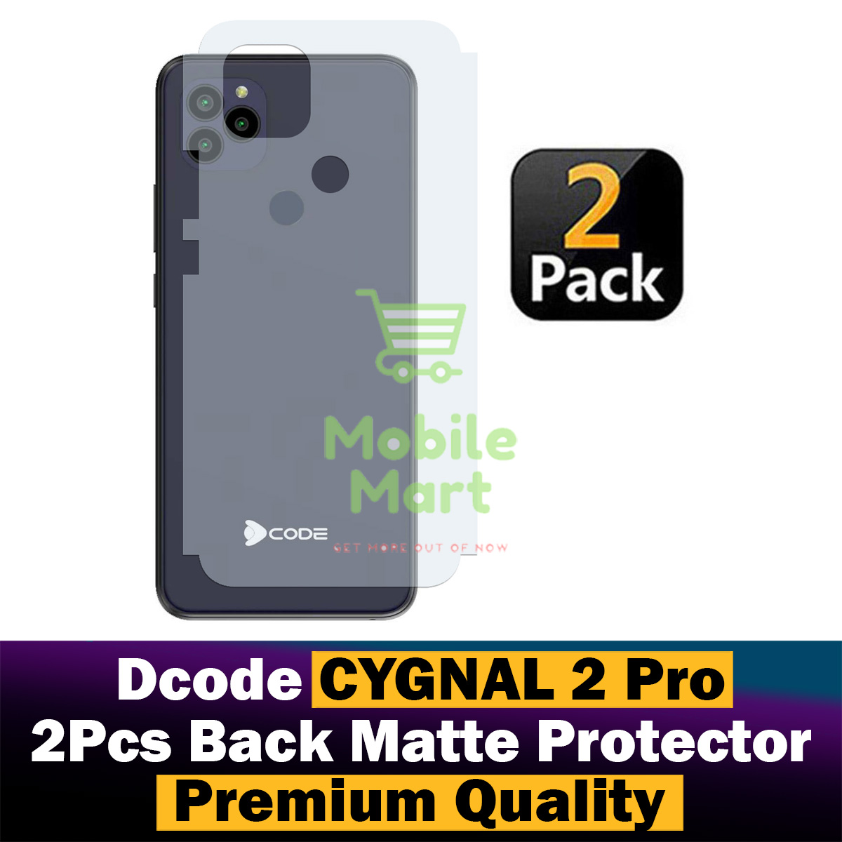Dcode Cygnal 2 Pro Back Matte Protector Fiber Carbon Soft Skin Sheet For Dcode Cygnal 2 Pro - 2Pcs. 
