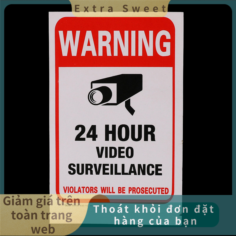 💖Extra Sweet 5 miếng dán biển báo cảnh báo an ninh Hệ thống camera CCTV 24h