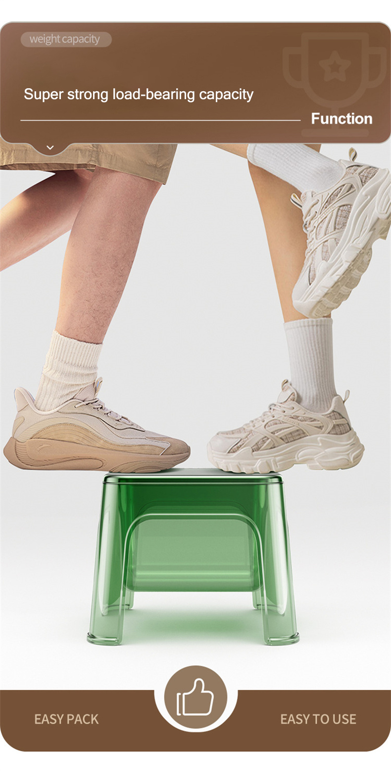 KS Plastic bench Storage plastic cabinet Multifunctional storage stool Transparent shoe changing stool Household thickening Storage bucket