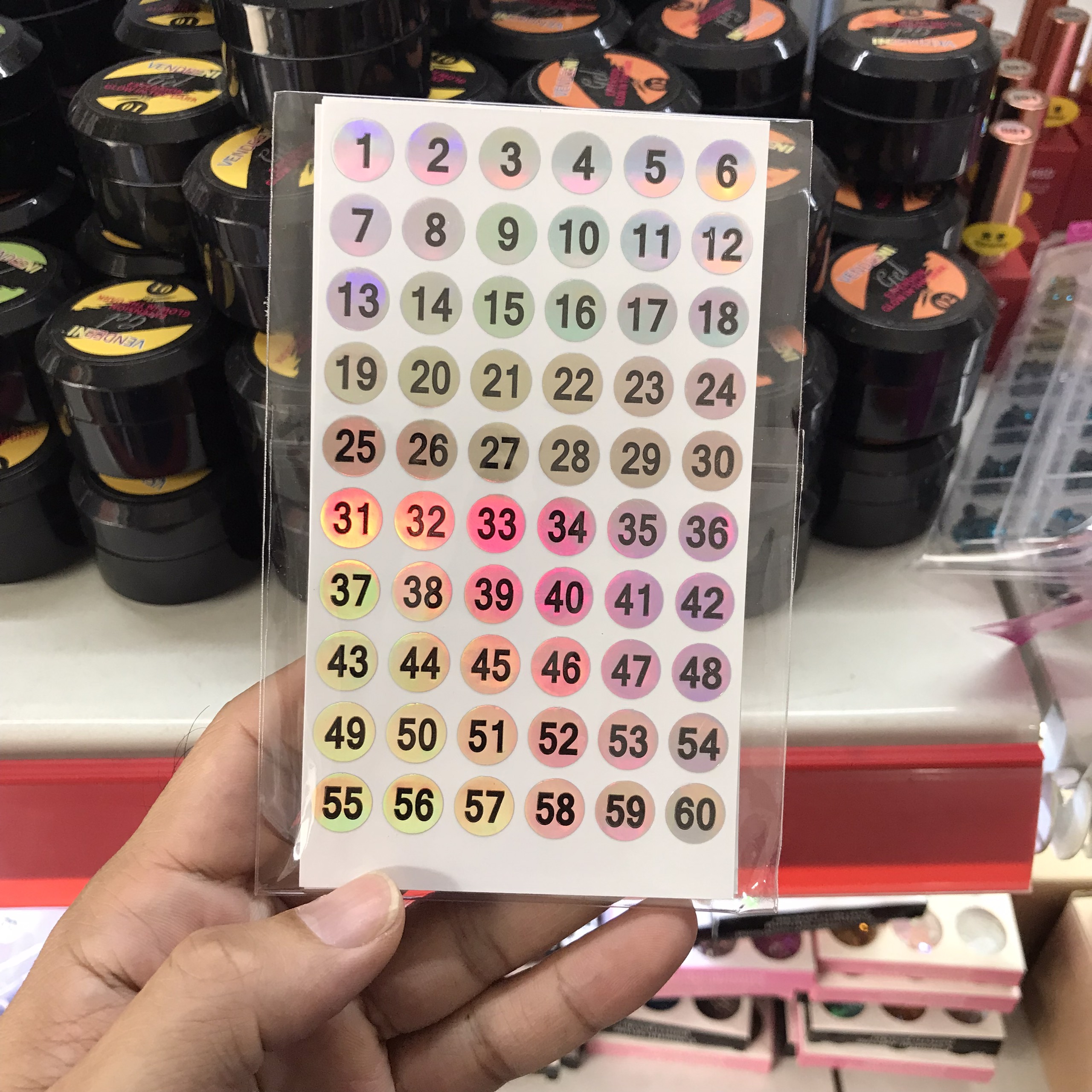 Tem số dán nắp chai sơn, phân thứ tự, màu sắc - Nail 937