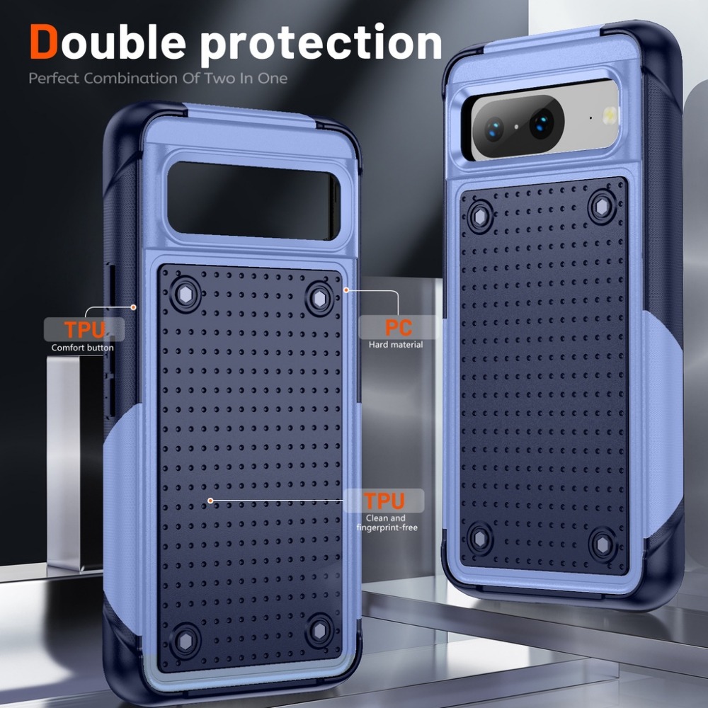 For Google Pixel 7A, Pixel 7, Pixel 7 Pro, Pixel 8, Pixel 8 Pro Case, Dual Layer Hard PC Back&Soft Bumper Resilient Shock Absorb Shockproof Phone Case