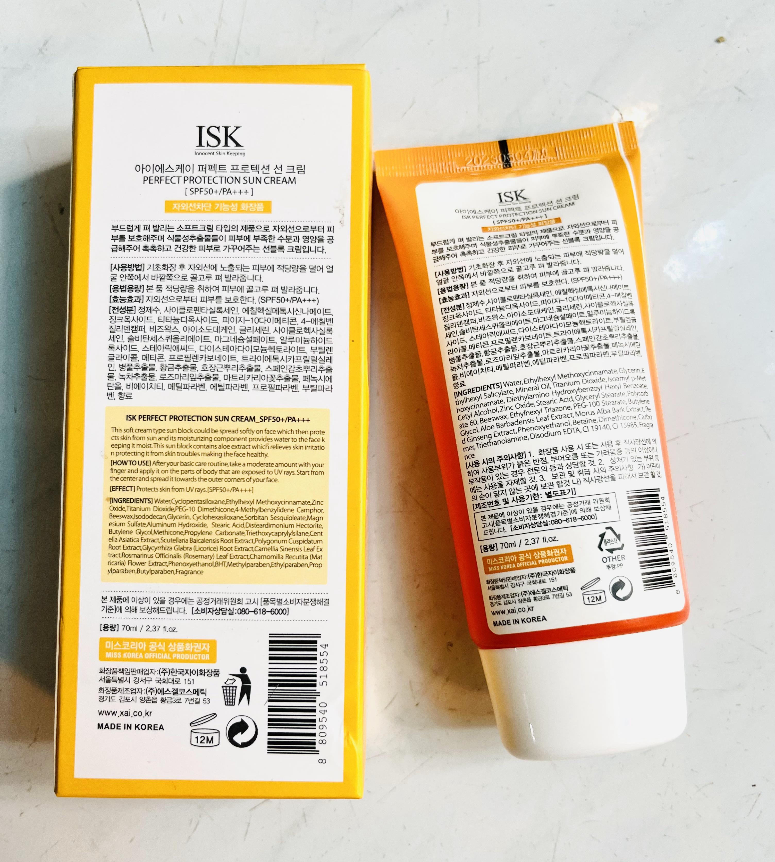 [HCM] Hộp kem chống nắng kiềm dầu dưỡng ẩm ISK Perfect Protection SPF 50+ PA+++ 70ml - Sản phẩm Hàn Quốc - HSD 04/06/2023