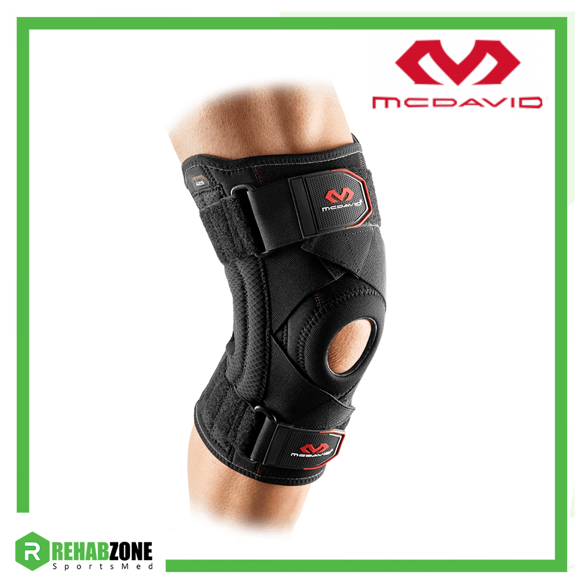 McDavid 425 Level 2 Knee Support w/ stays & cross straps (Black)