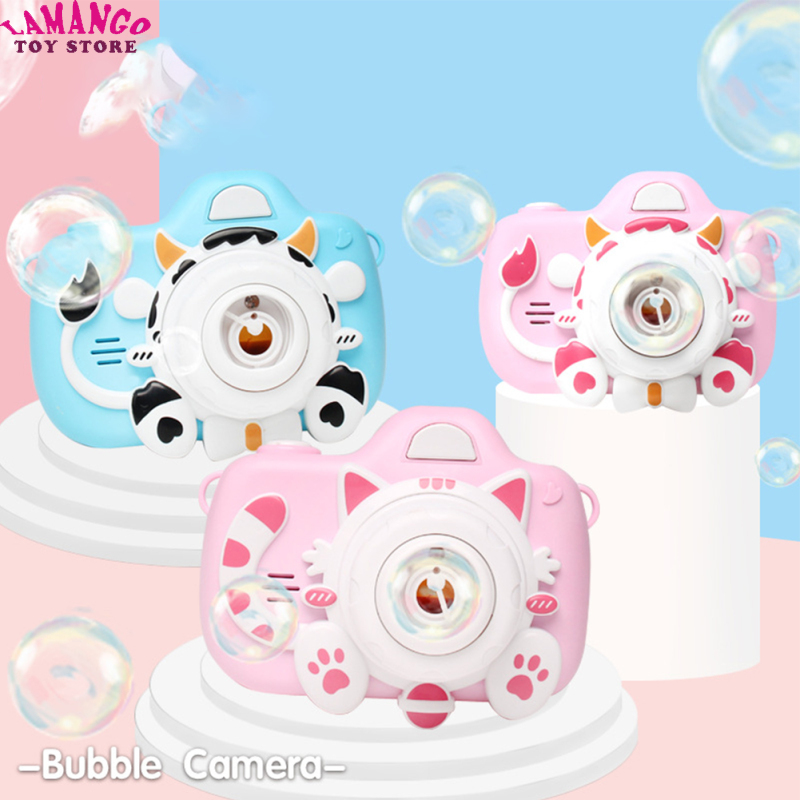 Lamango Fast Delivery Bubble Machine For Kids Cute Cartoon Cat Cow Automatic Bubble Blowing Machine With Light Music Toys For Outdoor Party