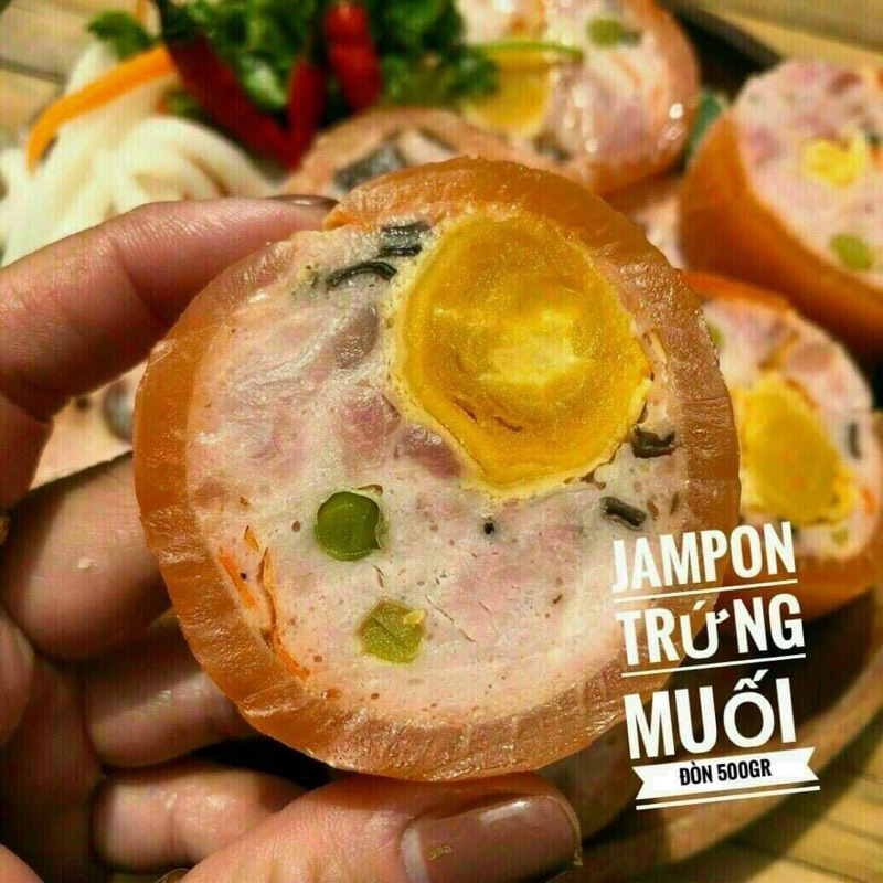 JAMBON TRỨNG MUỐI ( chả da cam ) đòn 500g (giao tphcm)
