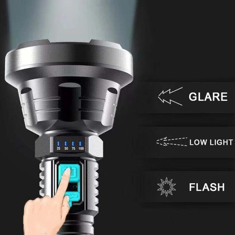 1200mah LED Flashlight Rechargeable USB High Powered Super Bright Torch Lamp IPX6 Waterproof Flashlight for Camping Fishing OUA3758