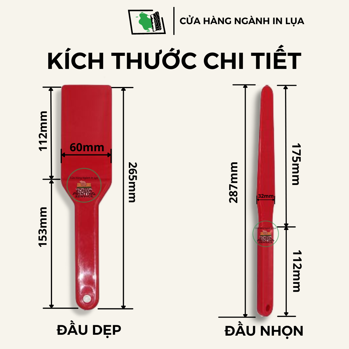 Dao nhựa khuấy mực in lụa , keo chụp bản in lụa