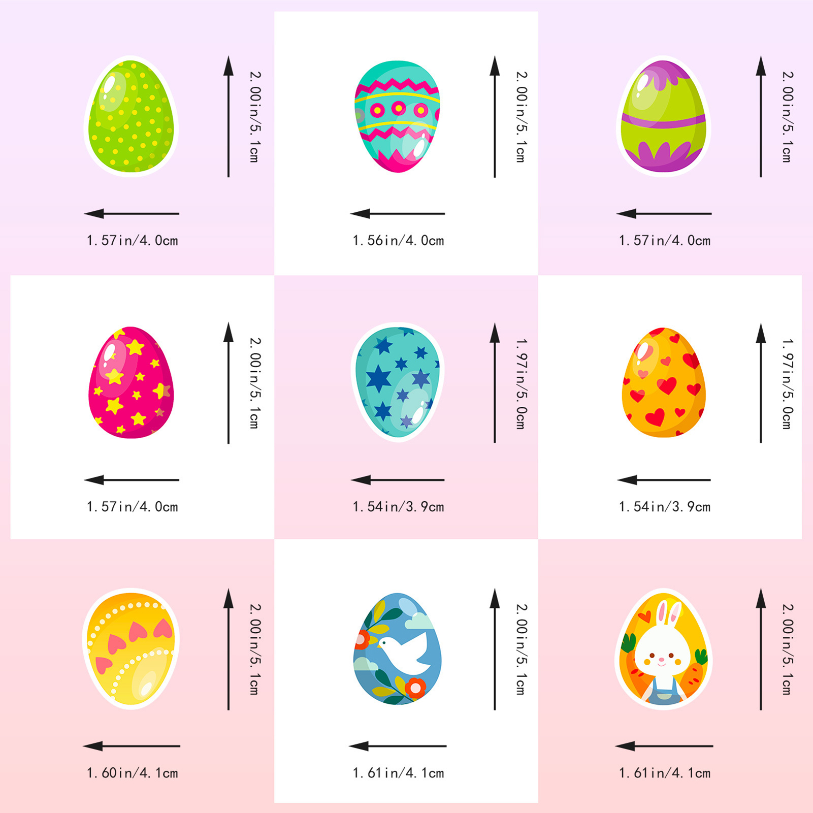 Waterproof Easter Stickers Easter Eggs Stickers Colorful Easter Egg Stickers Waterproof Decals for Water Bottles Laptops Skateboards Diy Festival Decoration