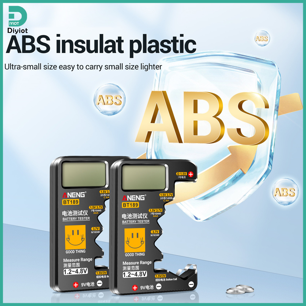 Diyiot ANENG BT189 Battery Tester LCD Display Universal Battery Checker for AA AAA 9V 1.5V/3V Button Cell Batteries