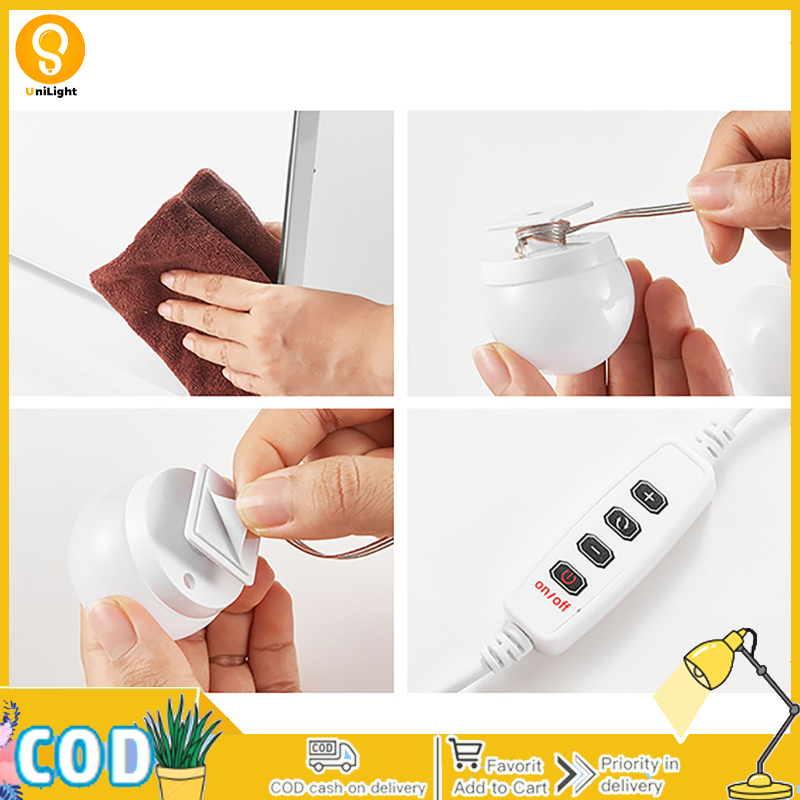 UnLight LED Vanity Lights For Mirror 3 Color Temperature Dimmable Wall Bulbs String For Makeup Table Dressing Room Mirror