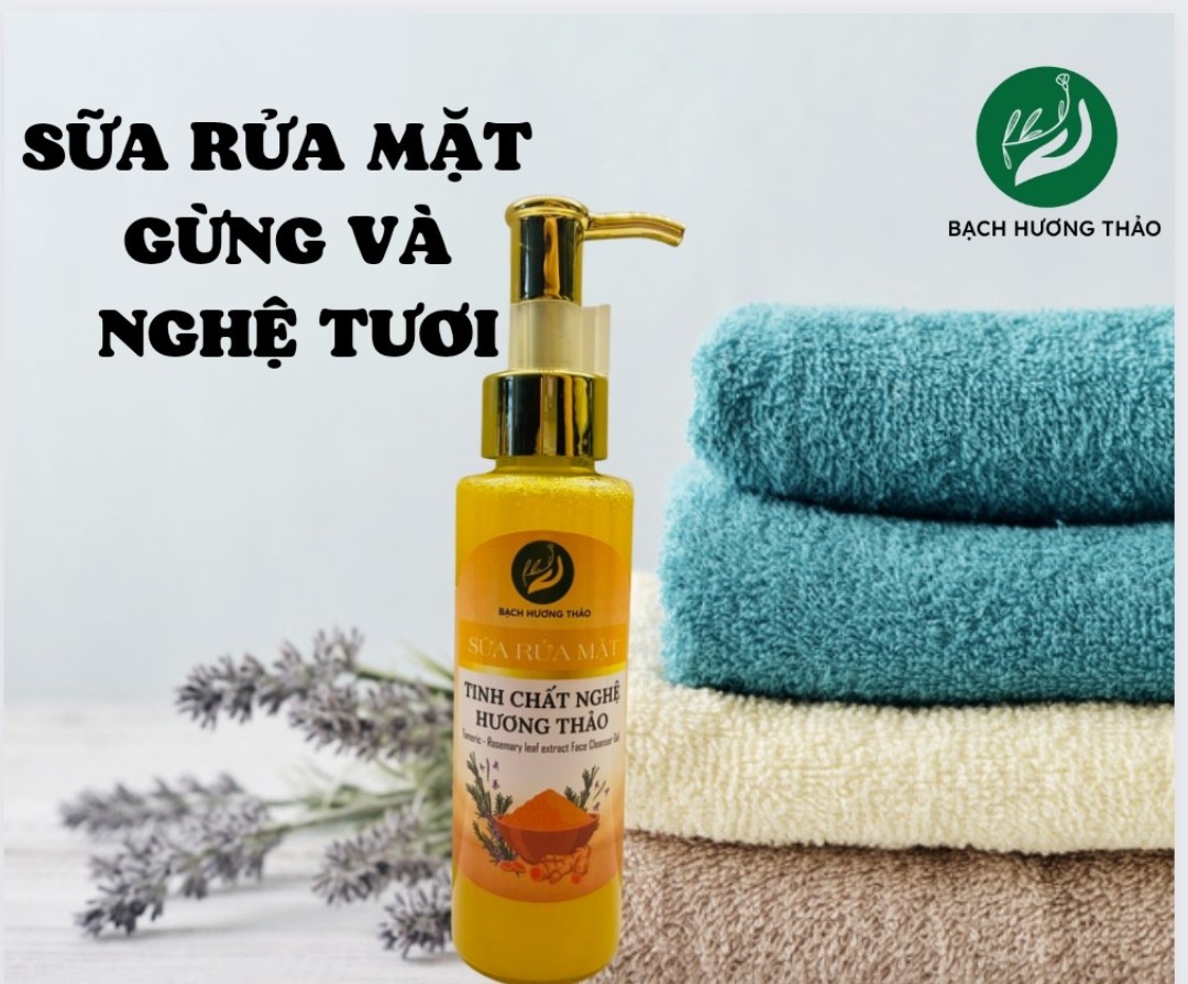 SỮA RỬA MẶT  nghệ hương thảo 100ml/- 40ML gừng, nghệ đỏ /giúp sáng da ngừa mụn giảm thâm sạm da  Bạch hương vân thảo ,tinh dầu thiên nhiên