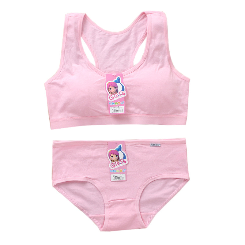 HOT%20Pantie%20Bra%20Set%20Girls%20Underwear%20Vest%20Teens%20Suit%20Cotton%20Vest%20Double%20Layer%20Hipster%20Puberty%20Little%20-%20Image%202