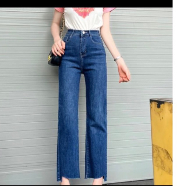 KCS⭐Baggy jeans ống đứng co giãn gấu xéo🔉