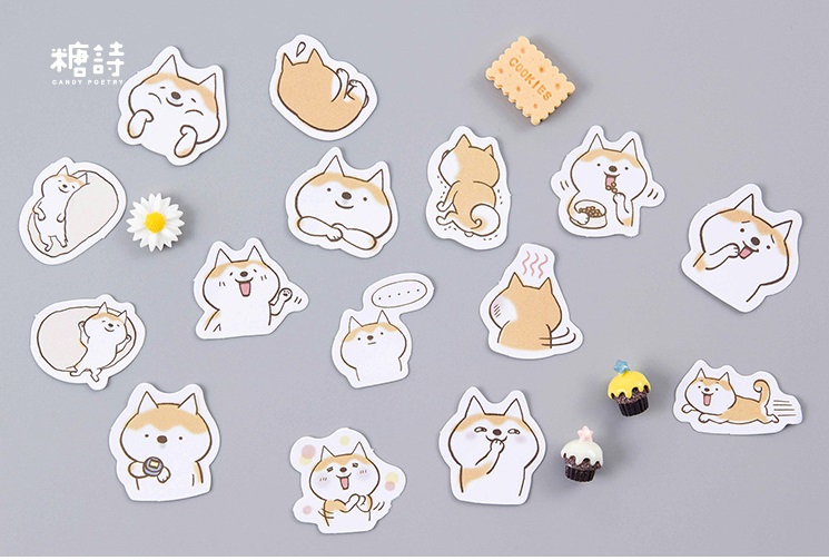 Hộp 45 stickers hình chó con