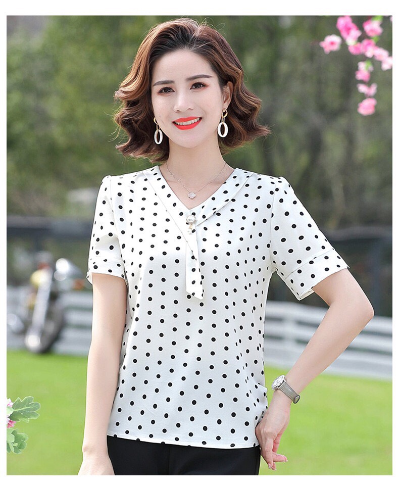 áo kiểu chấm bi quý cô thanh lịch -n222 ( thời trang trung niên anitagreen)