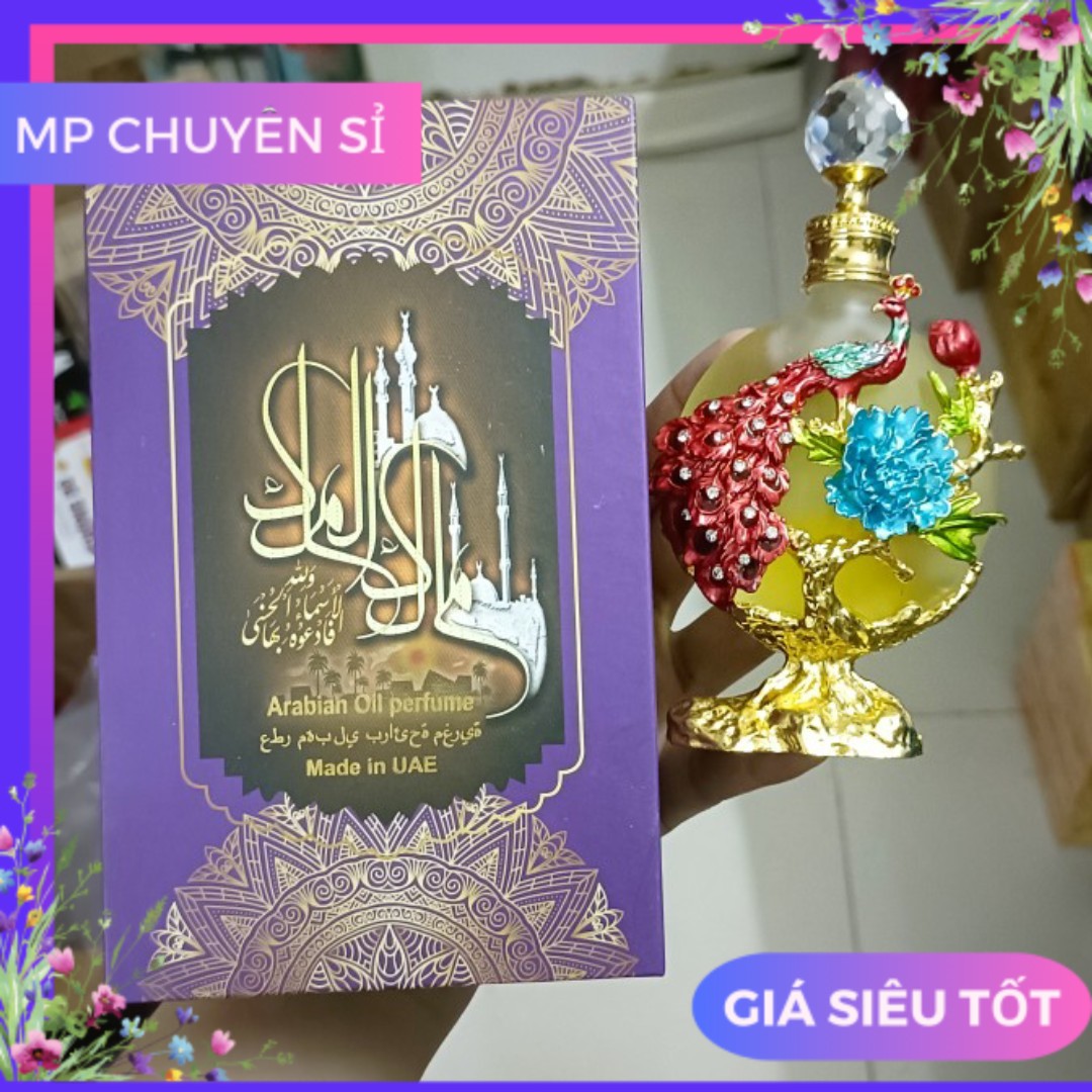 Tinh dầu nước hoa dubai hình con công phối hoa 35ml nhiều mùi , lưu hương 6-8h
