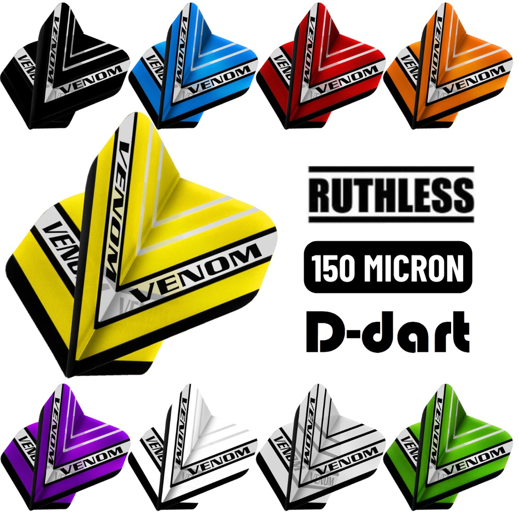 Ruthless RX Dart Flights Standard 150 Micron Snake Head VENOM Darts