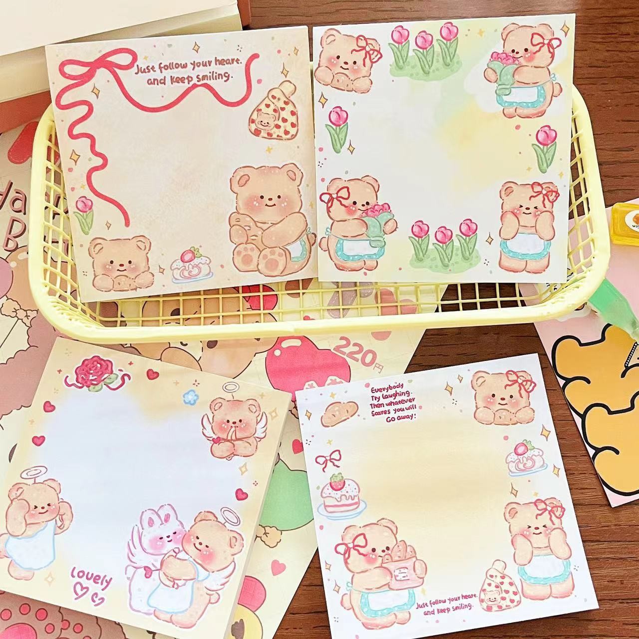 SF 50pcs/set New Butter Bear Sticky Note Cute Cartoon Sticky Note