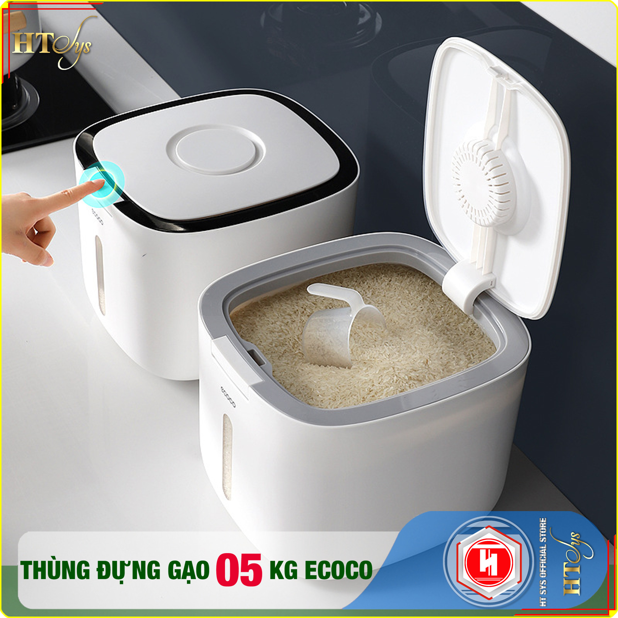 Thùng Đựng Gạo Cao Cấp ECOCO 5kg & 10kg - Nắp Đậy Thông Minh, Thiết Kế Hiện Đại & Đẹp Mắt, Chất Liệu ABS &PP An Toàn Chống Nước, Chống Ẩm Mốc, Mối Mọt - Hàng Cao Cấp - Giao Màu Ngẫu Nhiên